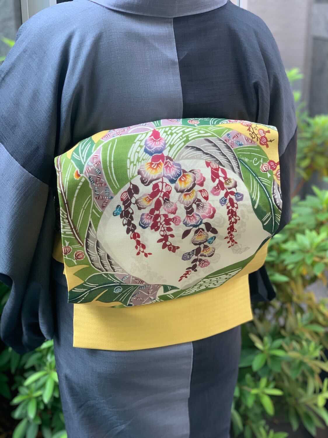 紅型ポイント帯 [月桃] | 紅型工房ひがしや